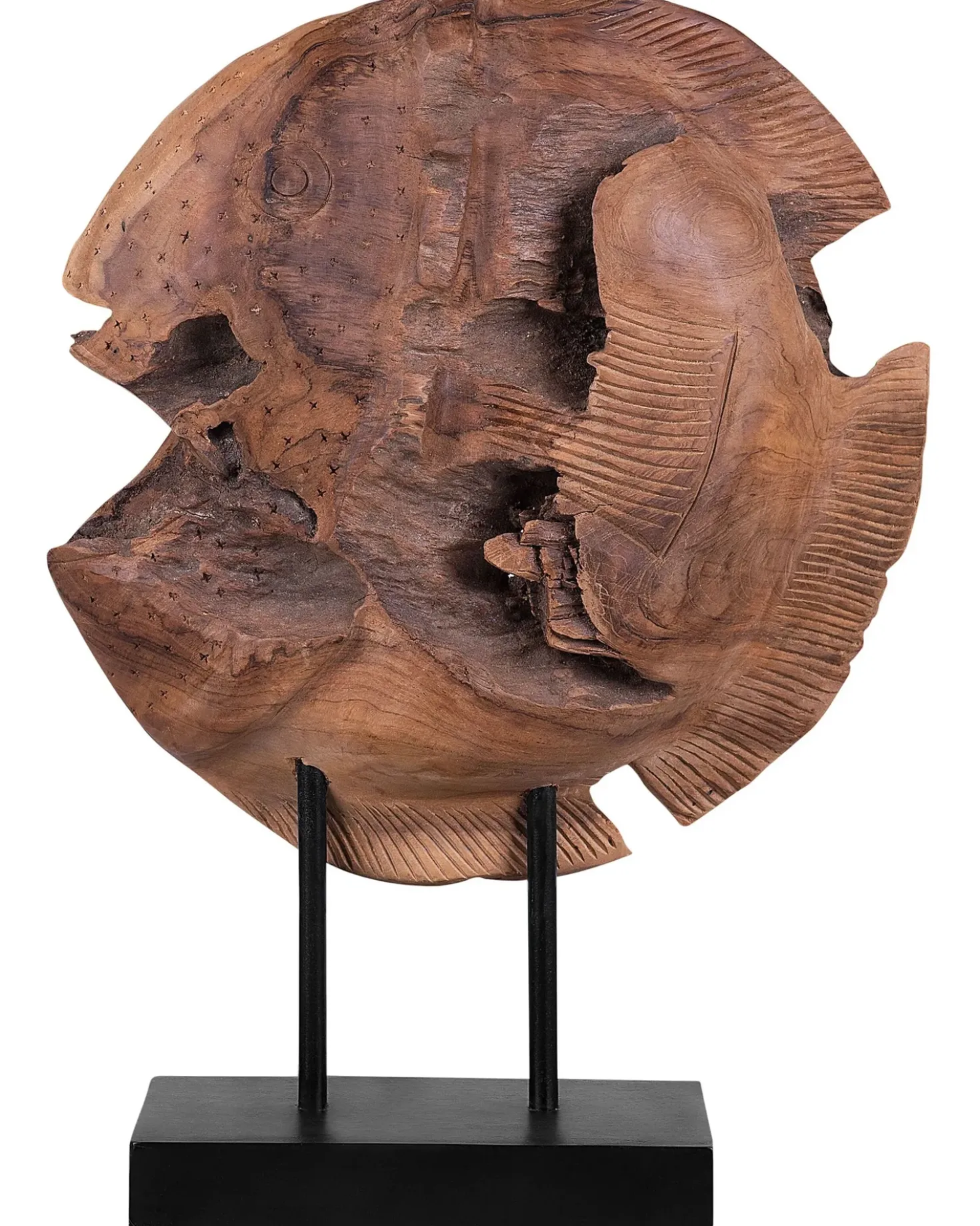 Accessorio decorativo Pesce PLAICE FISH Legno di teak Marrone