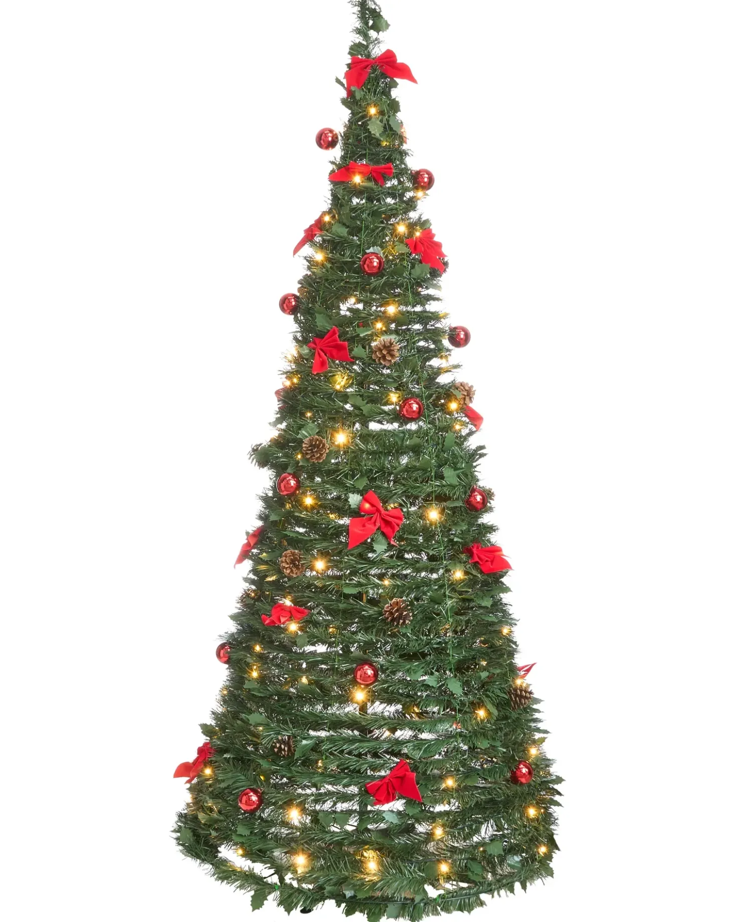 Albero di Natale artificiale Pieghevole LED PINEORA 185 cm Verde