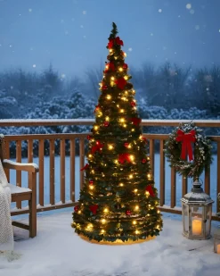 Albero di Natale artificiale Pieghevole LED PINEORA 185 cm Verde