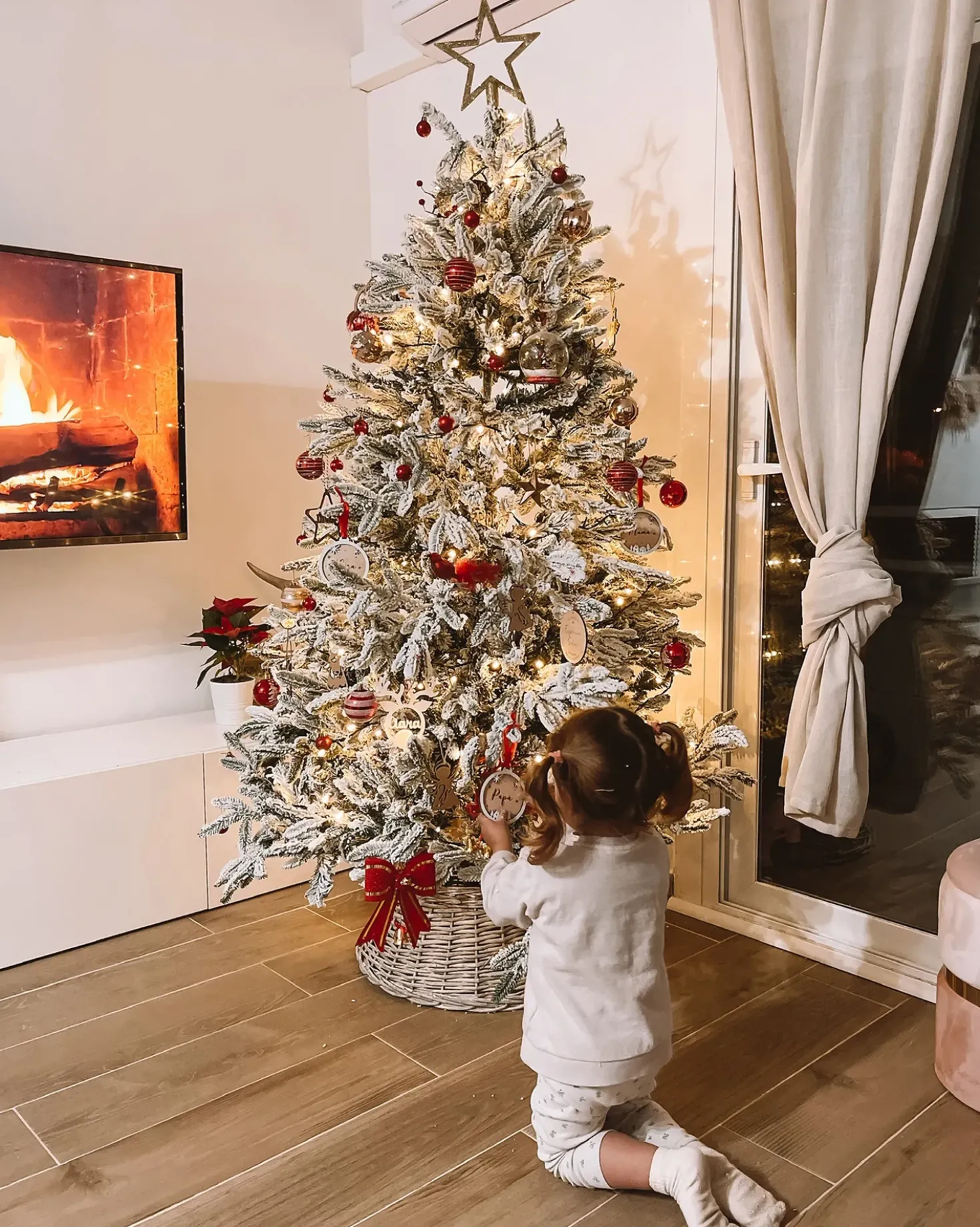 Albero natalizio innevato BASSIE 180 cm Bianco