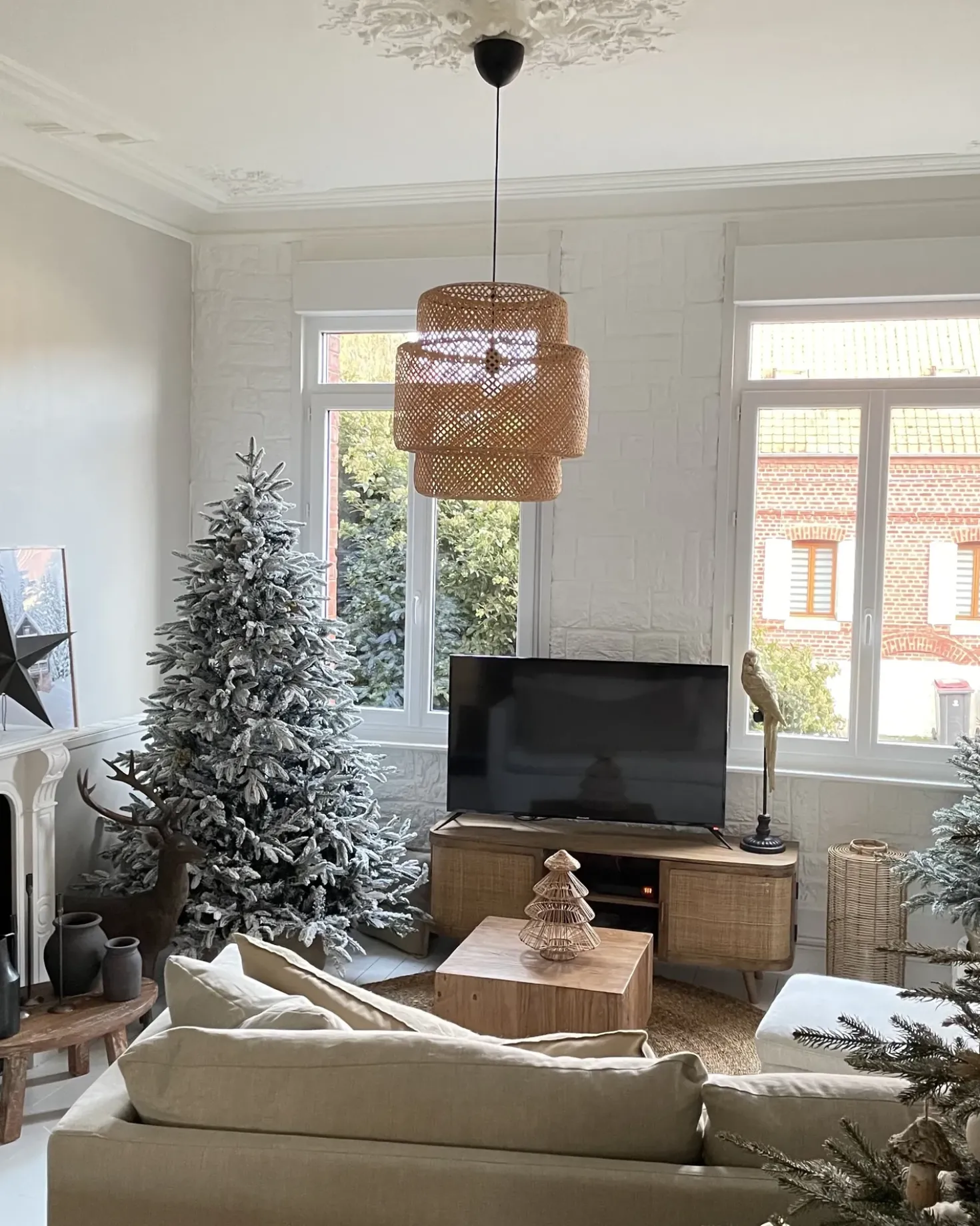 Albero natalizio innevato BASSIE 180 cm Bianco