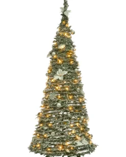 Albero natalizio innevato Pieghevole LED FIRVANA 185 cm Bianco