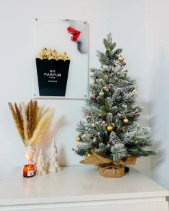 Albero natalizio innevato LED MALIGNE 90 cm Bianco
