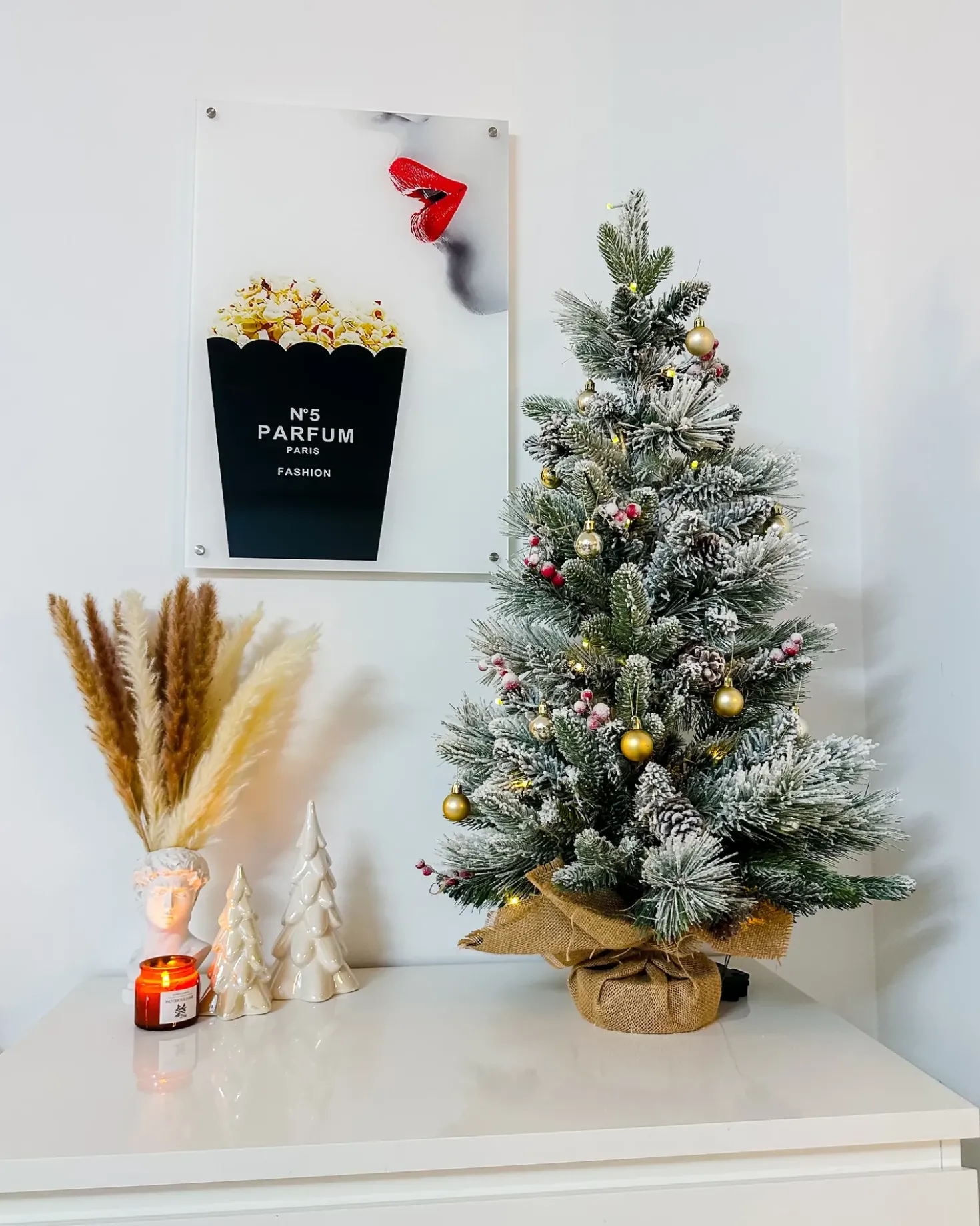 Albero natalizio innevato LED MALIGNE 90 cm Bianco