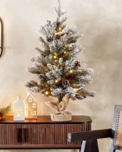 Albero natalizio innevato LED MALIGNE 90 cm Bianco
