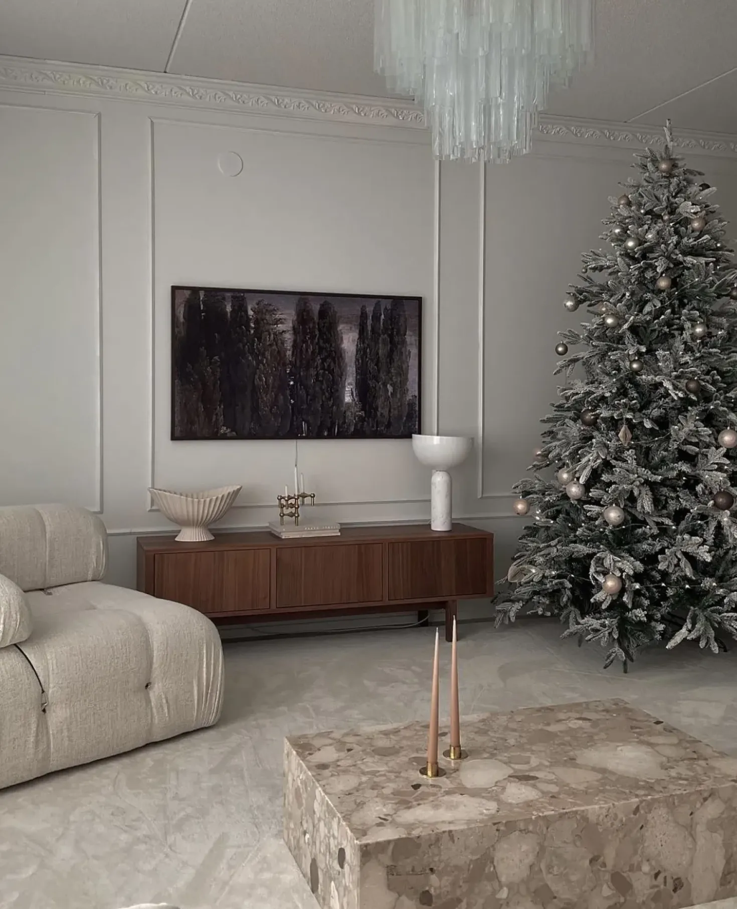 Albero natalizio innevato BASSIE 240 cm Bianco