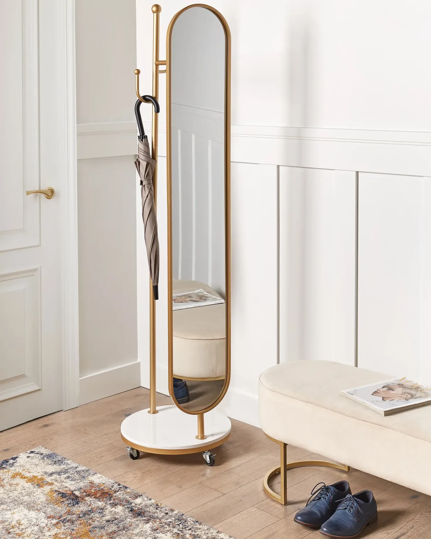 Appendiabiti con specchio LORENA 172 cm Metallo Oro