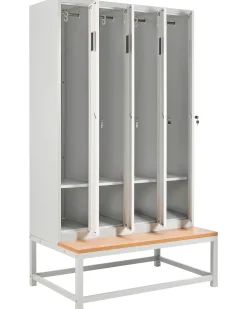 Armadietto a 4 porte con panca ATHLETE Metallo Grigio/Bianco