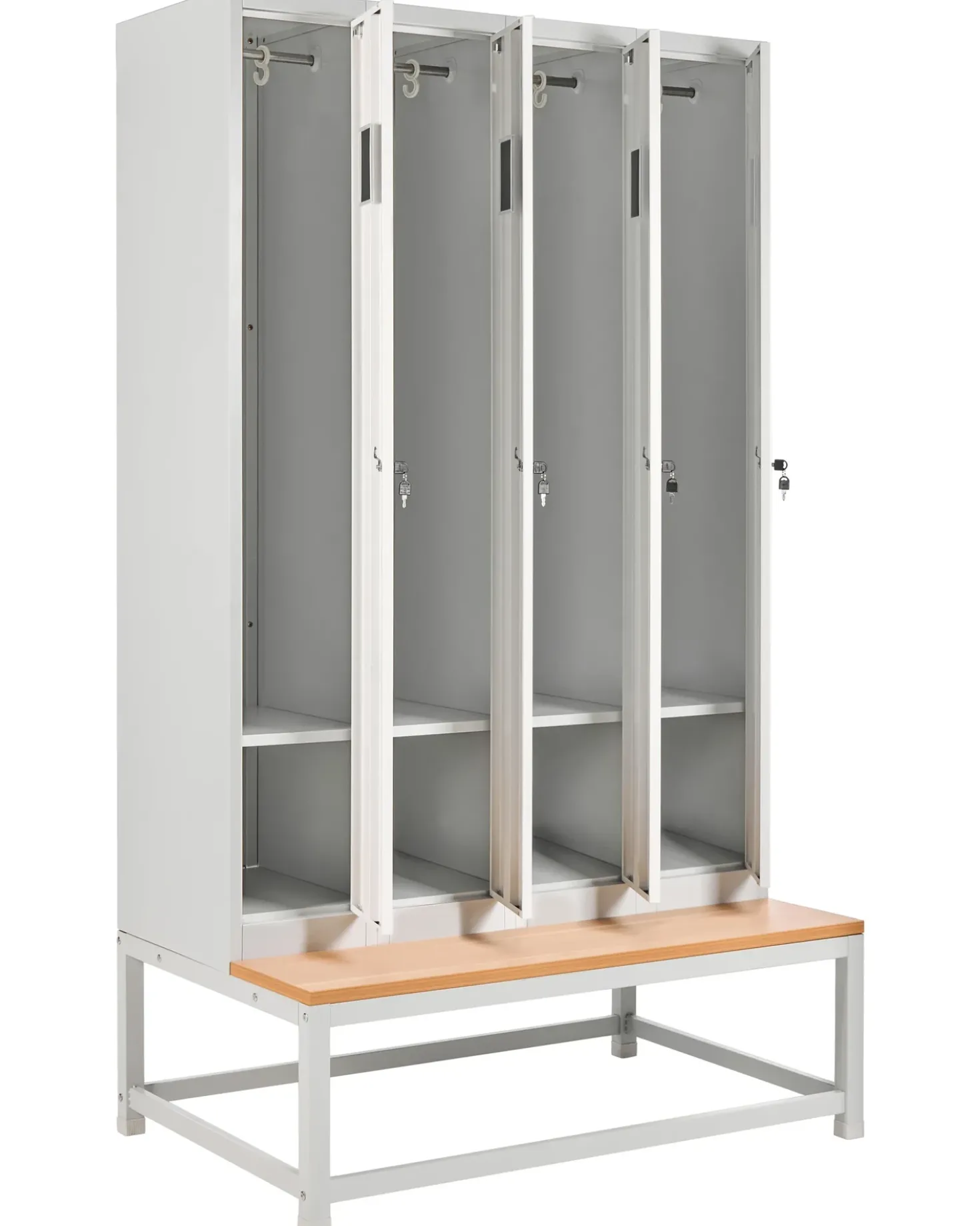 Armadietto a 4 porte con panca ATHLETE Metallo Grigio/Bianco