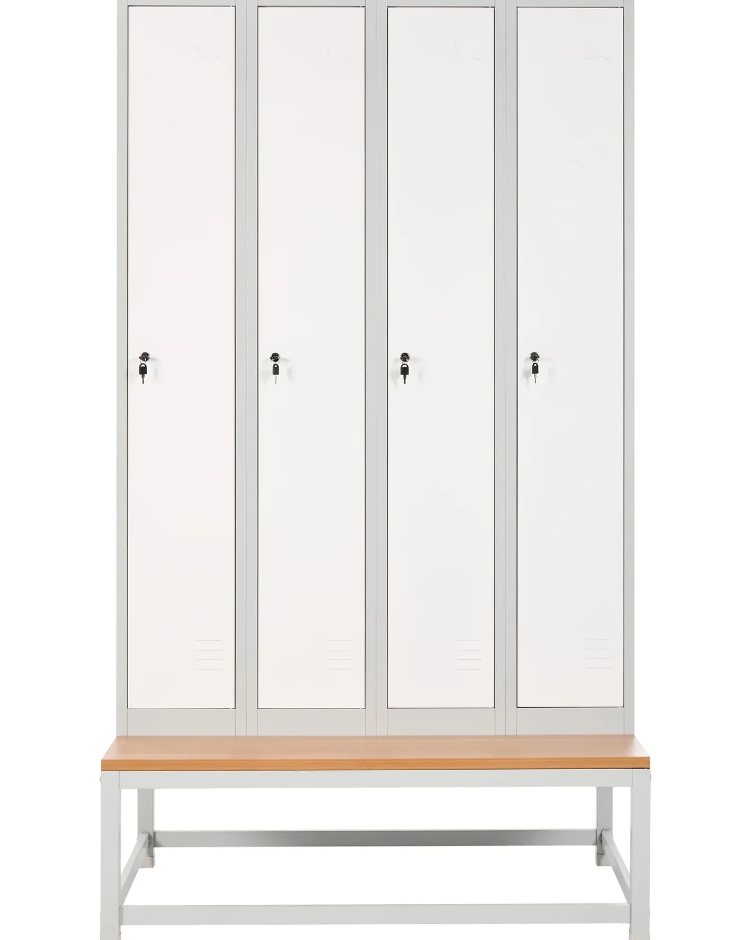 Armadietto a 4 porte con panca ATHLETE Metallo Grigio/Bianco