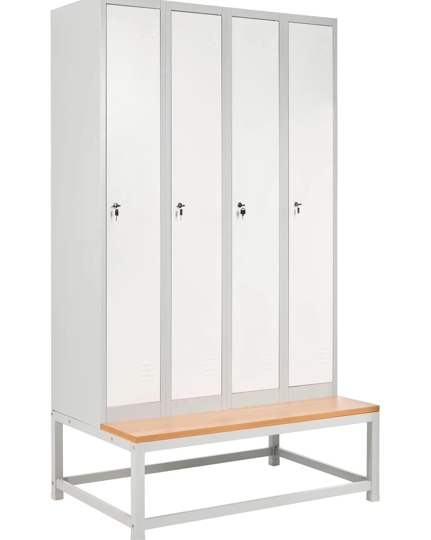 Armadietto a 4 porte con panca ATHLETE Metallo Grigio/Bianco