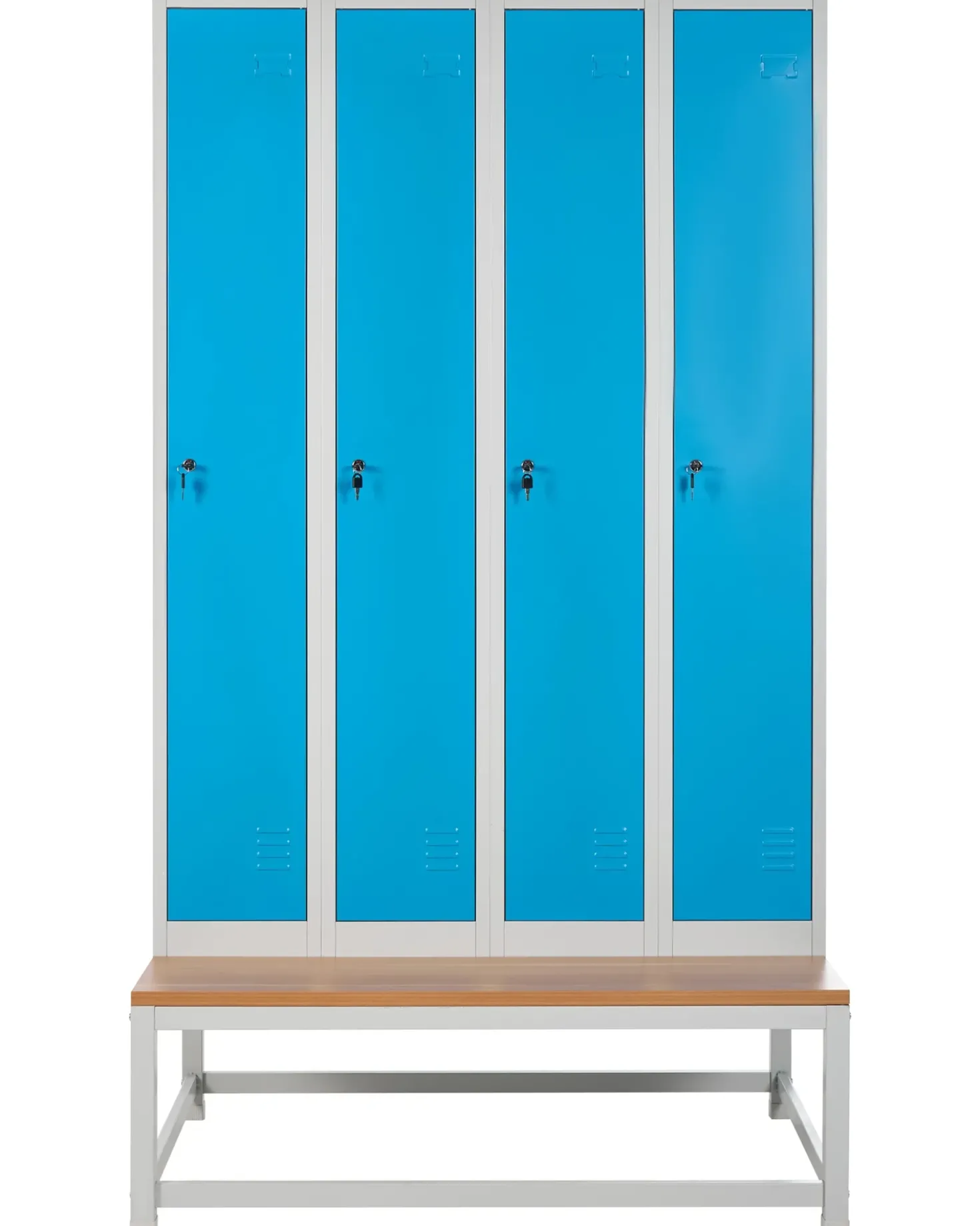 Armadietto a 4 porte con panca ATHLETE Metallo Grigio/Blu