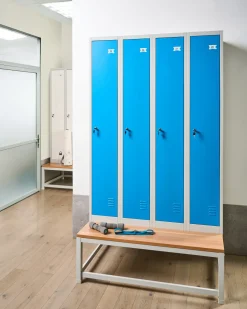 Armadietto a 4 porte con panca ATHLETE Metallo Grigio/Blu