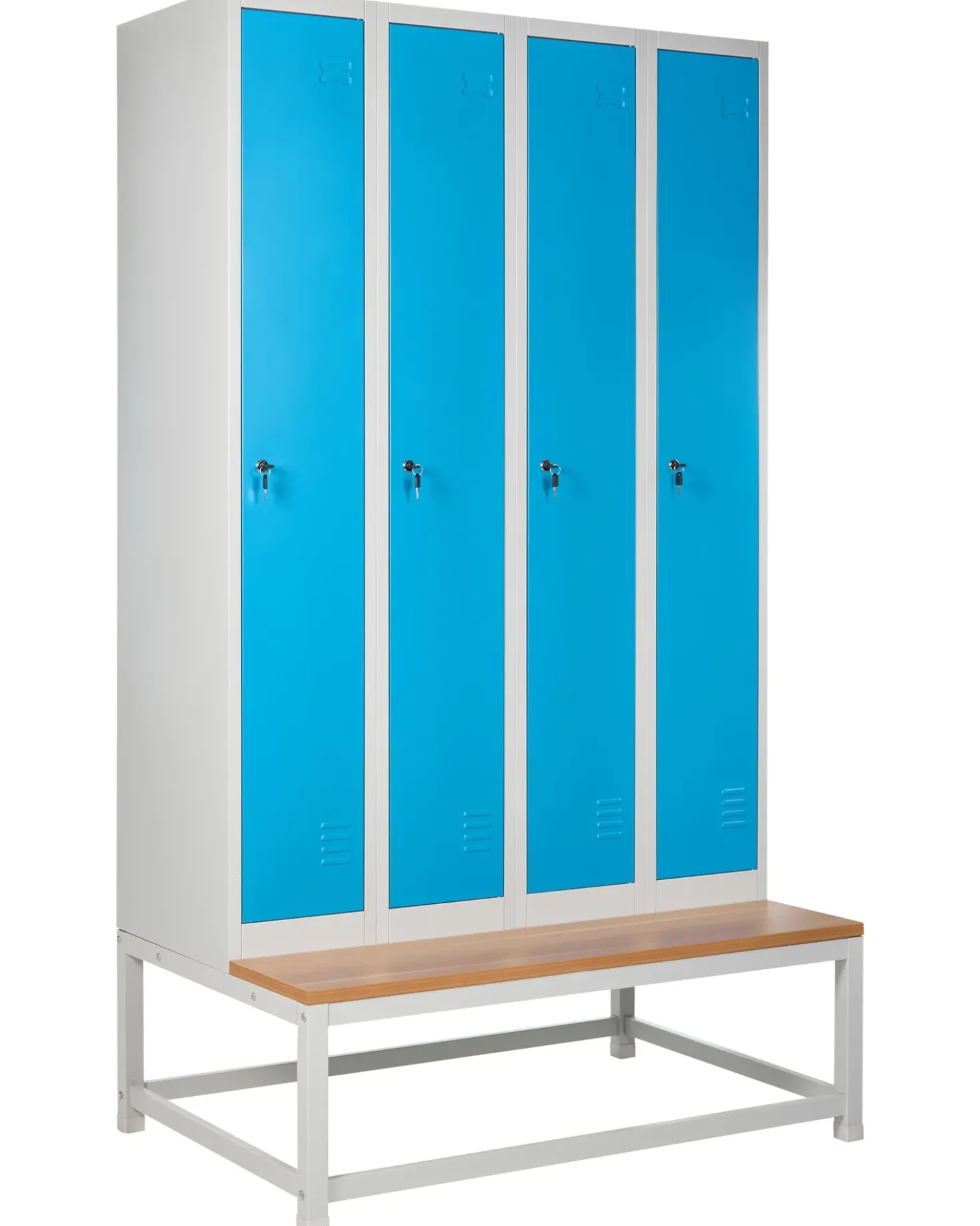 Armadietto a 4 porte con panca ATHLETE Metallo Grigio/Blu