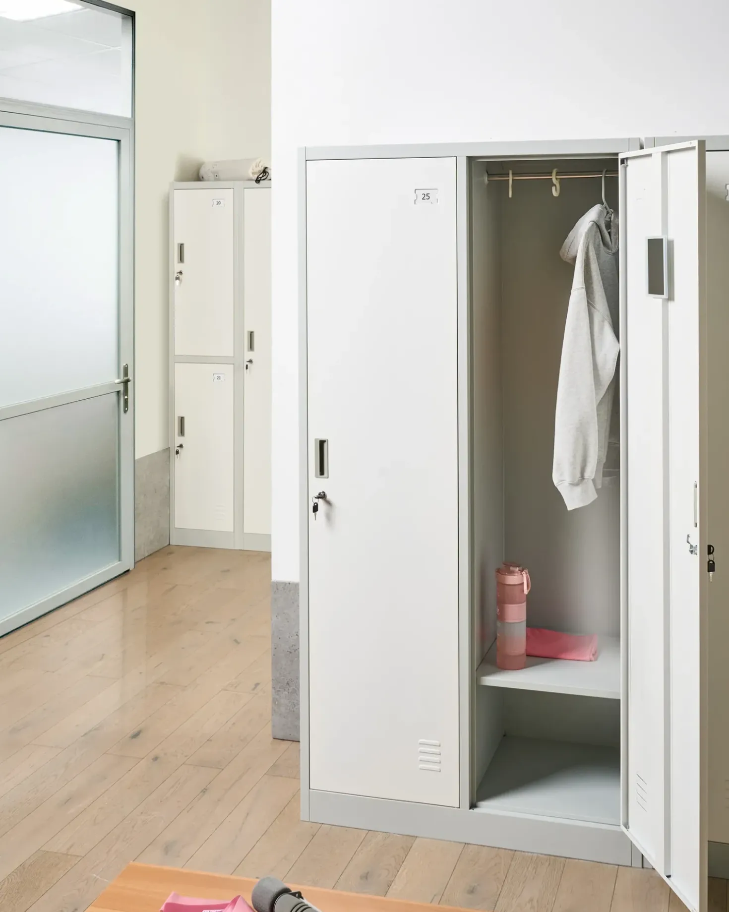 Armadietto a porta doppia ATHLETE Metallo Grigio/Bianco