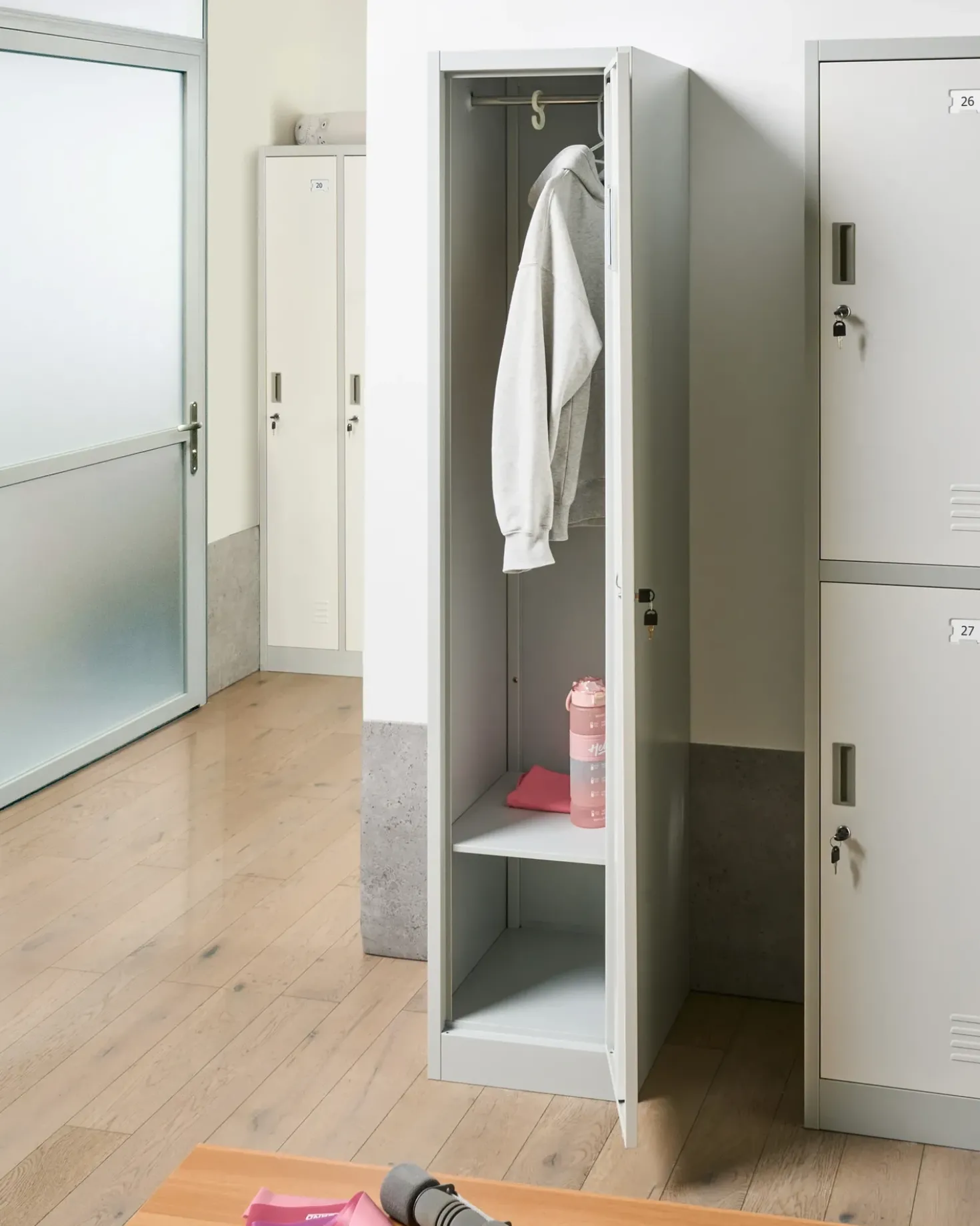 Armadietto a porta singola ATHLETE Metallo Grigio/Bianco