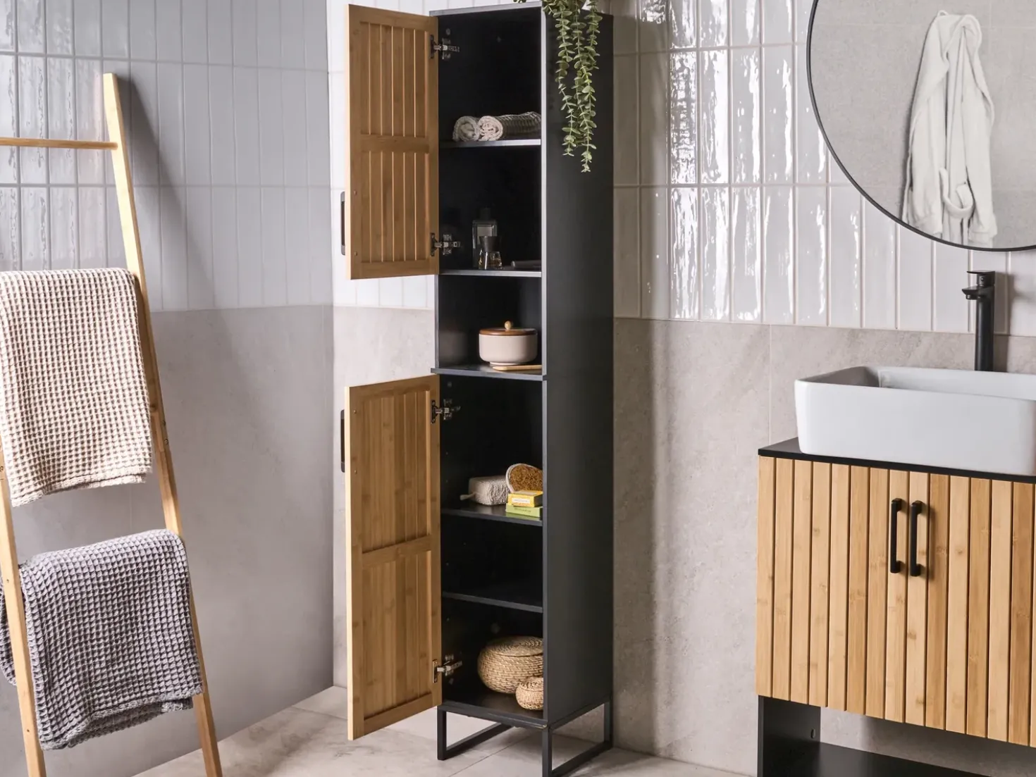Armadietto da bagno MISCANTI Bambù 30 cm Marrone chiaro