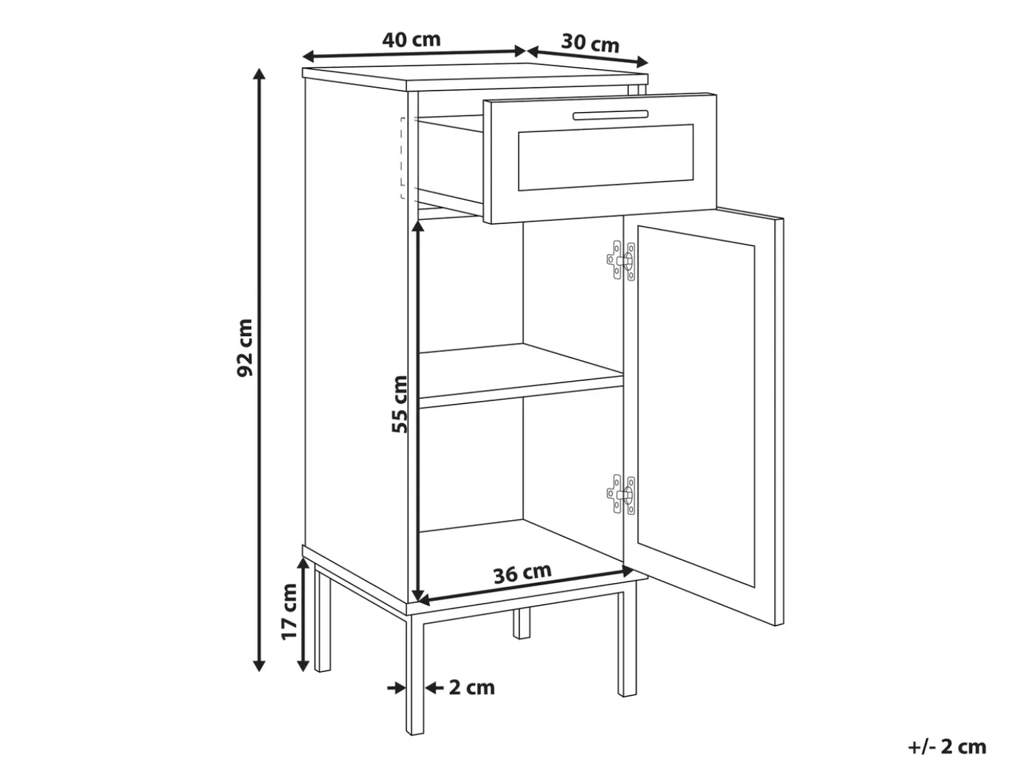 Armadietto da bagno ROSELL 40 cm Marrone chiaro