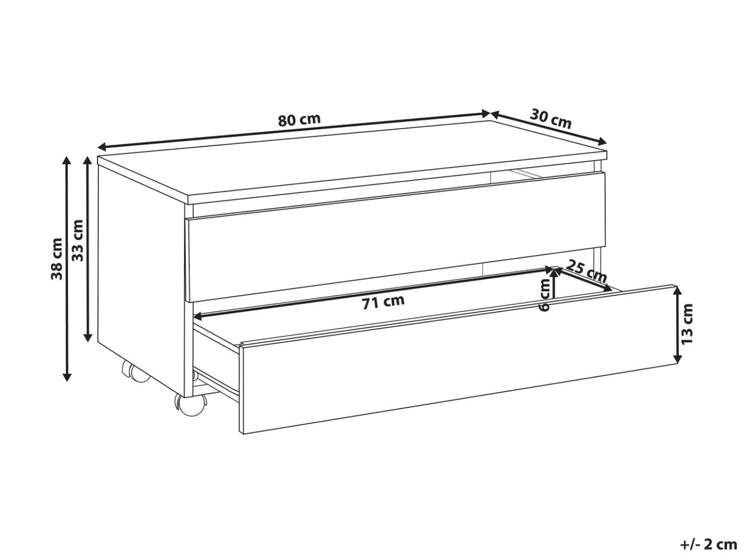 Armadietto da bagno TERESINA con ruote 80 cm Nero