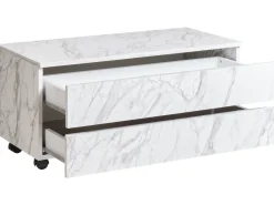 Armadietto da bagno TERESINA con ruote 80 cm Marmo bianco