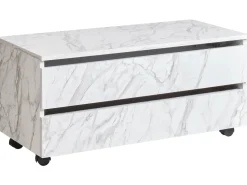 Armadietto da bagno TERESINA con ruote 80 cm Marmo bianco