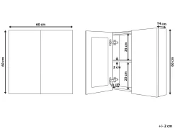 Armadio a muro per specchio da bagno NAVARRA 60 cm 60 cm Nero