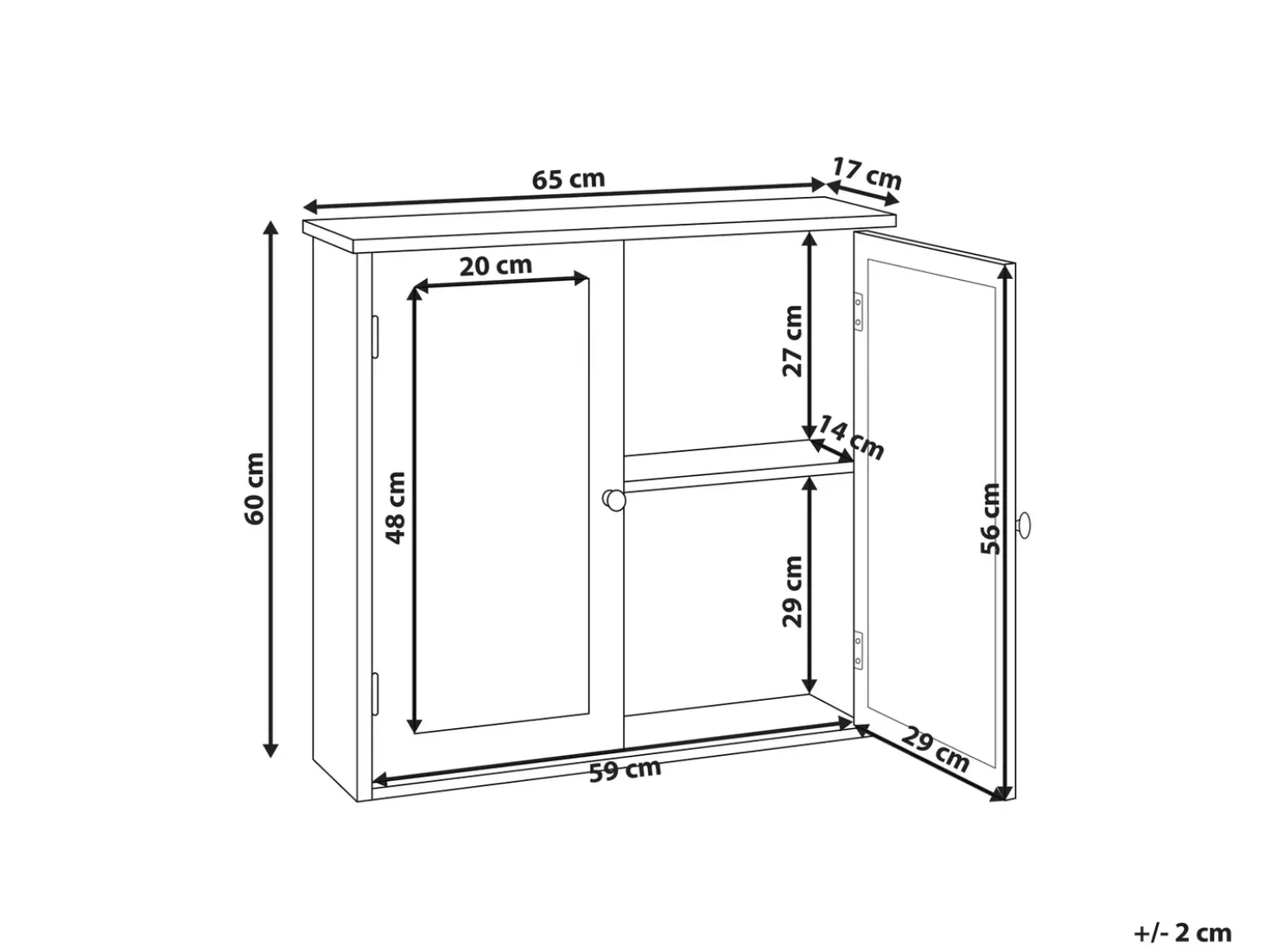 Armadio a muro per specchio da bagno ALAMOS 65 cm 60 cm Bianco