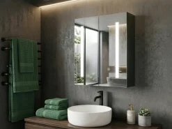 Armadio a muro per specchio da bagno LED CHABUNCO 60 cm 60 cm Nero