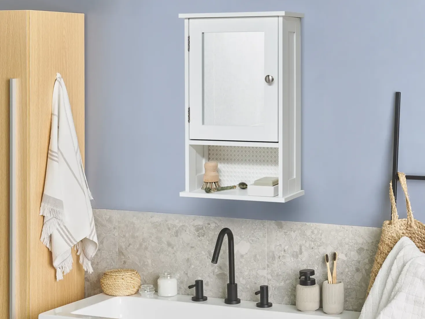 Armadio a muro per specchio da bagno HUILA 34 cm 53 cm Bianco