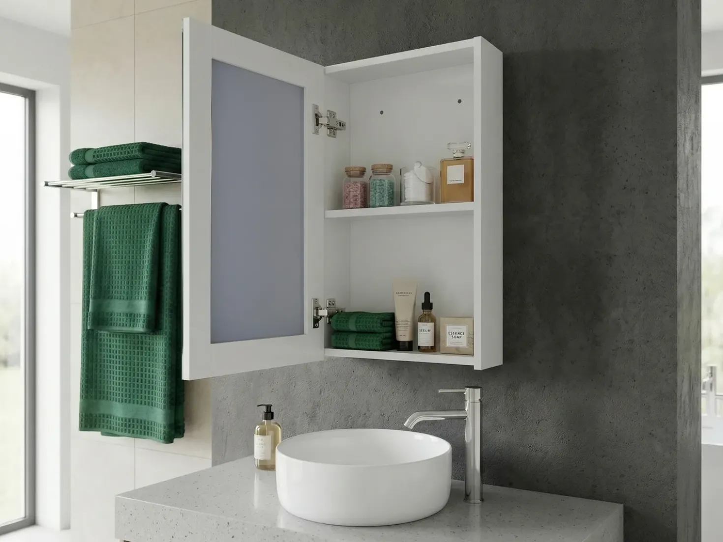 Armadio a muro per specchio da bagno PRIMAVERA 40 cm 60 cm Bianco