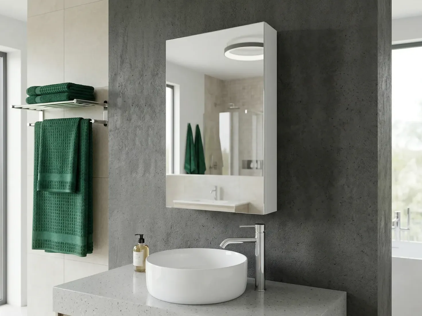 Armadio a muro per specchio da bagno PRIMAVERA 40 cm 60 cm Bianco