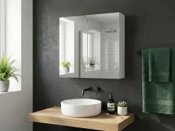 Armadio a muro per specchio da bagno NAVARRA 60 cm 60 cm Bianco