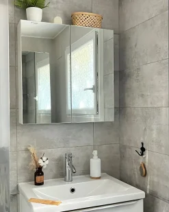 Armadio a muro per specchio da bagno NAVARRA 60 cm 60 cm Bianco