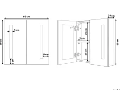 Armadio a muro per specchio da bagno LED CHABUNCO 60 cm 60 cm Bianco