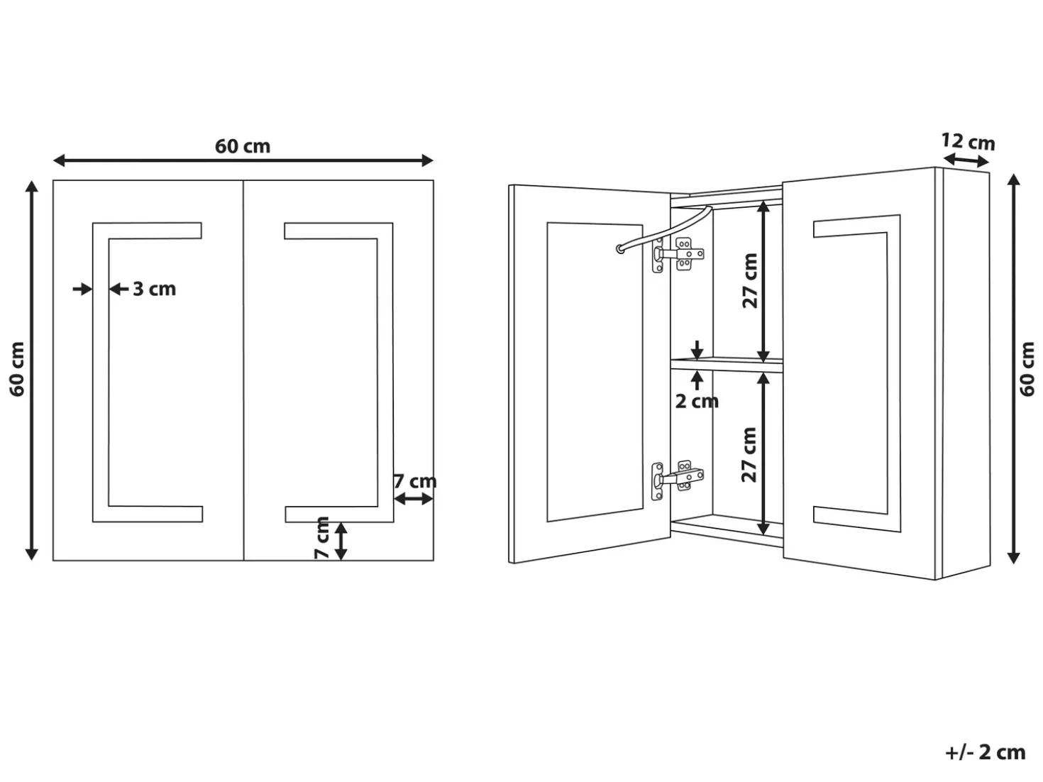 Armadio a muro per specchio da bagno LED MAZARREDO 60 cm 60 cm Nero