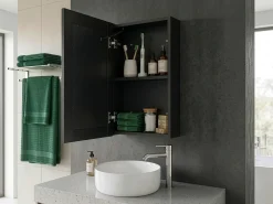Armadio a muro per specchio da bagno LED CAMERON 40 cm 60 cm Nero