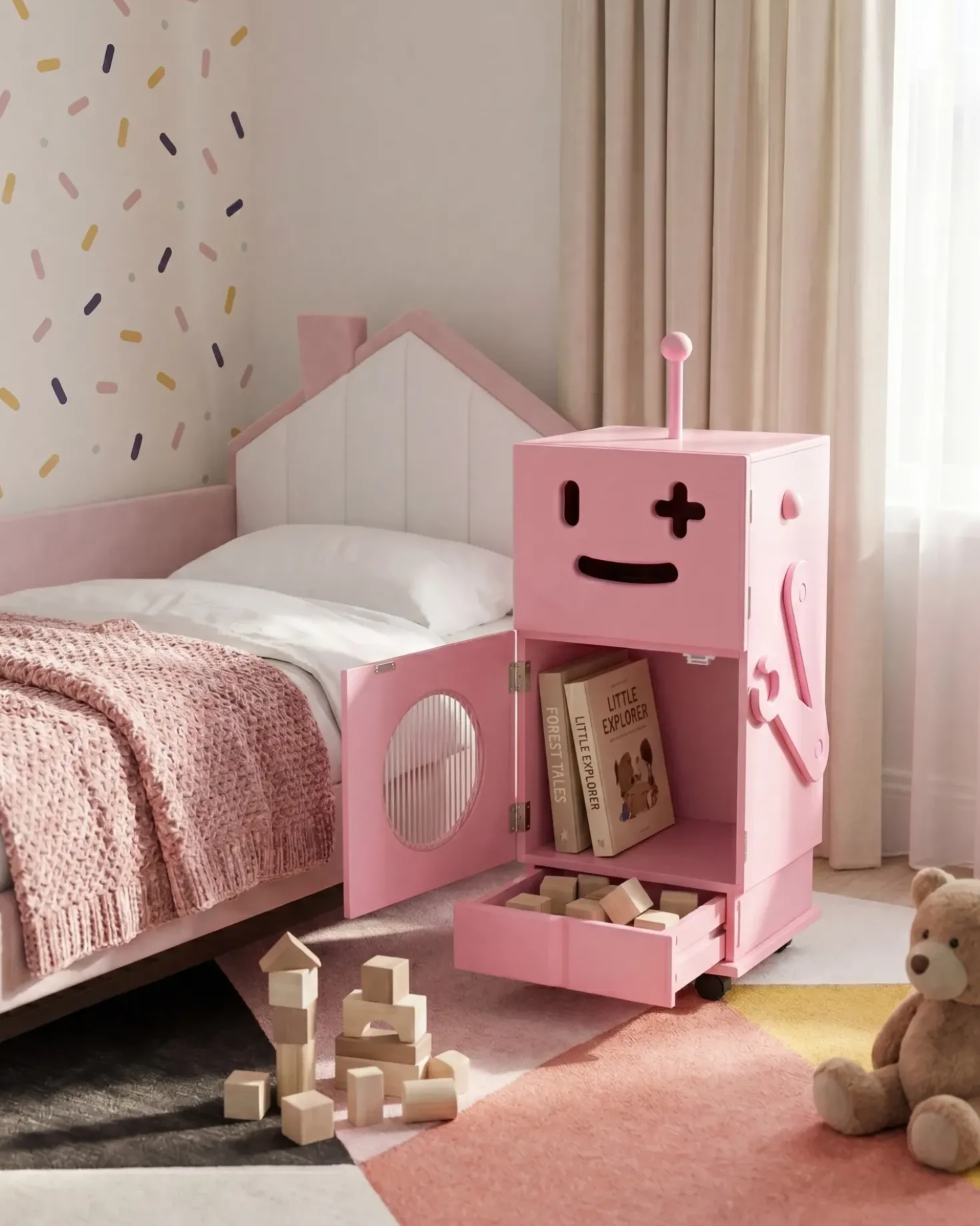 Armadio EDGAR 89 cm Rosa con ruote