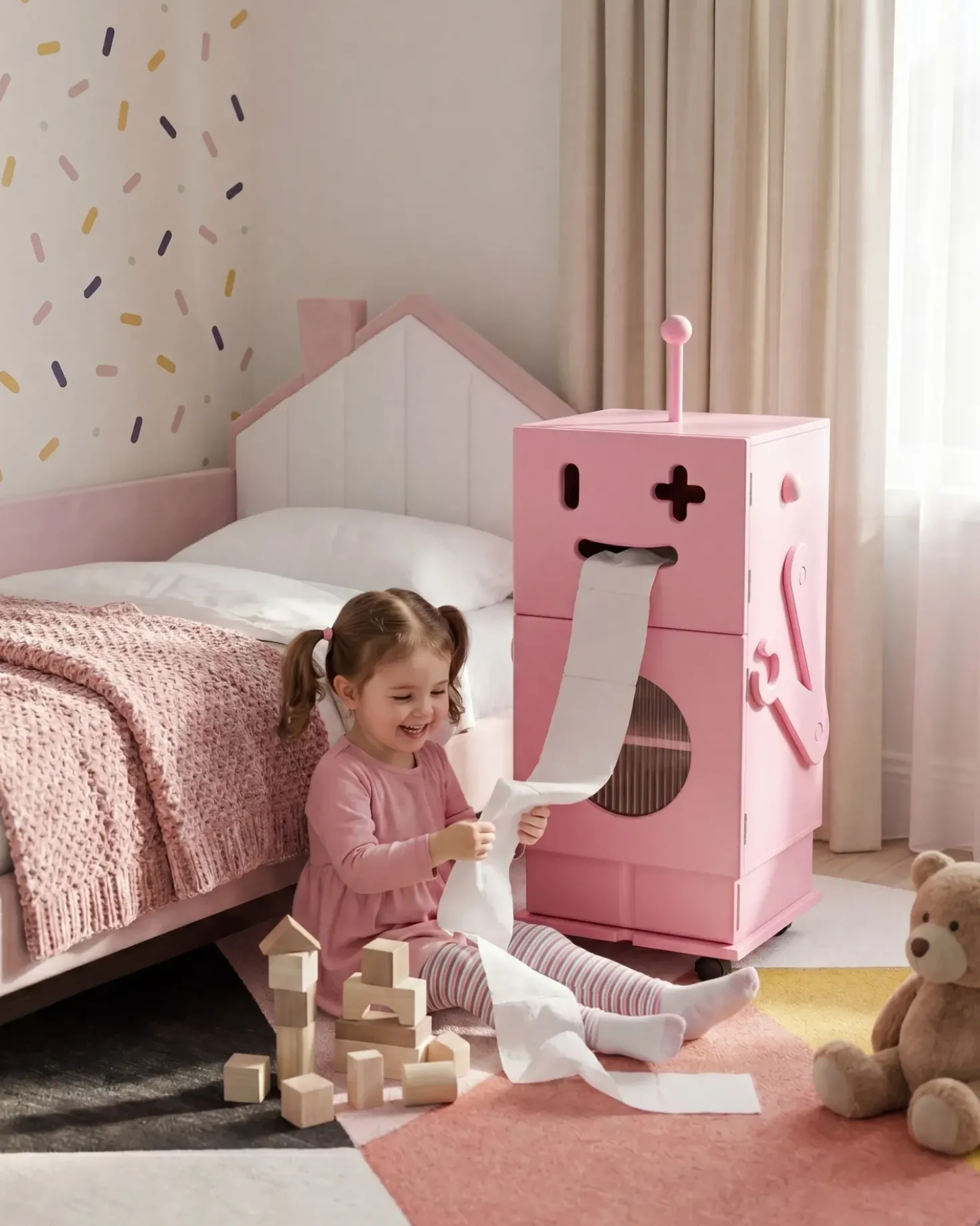 Armadio EDGAR 89 cm Rosa con ruote