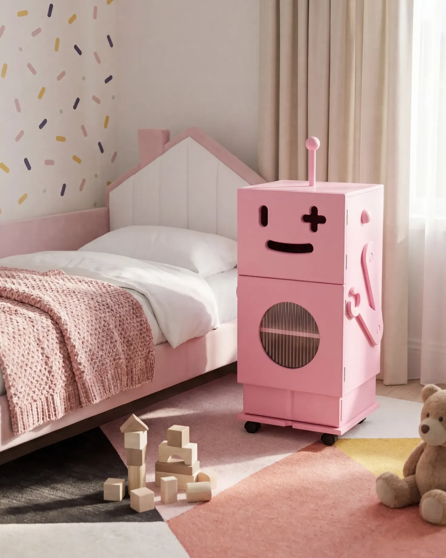 Armadio EDGAR 89 cm Rosa con ruote
