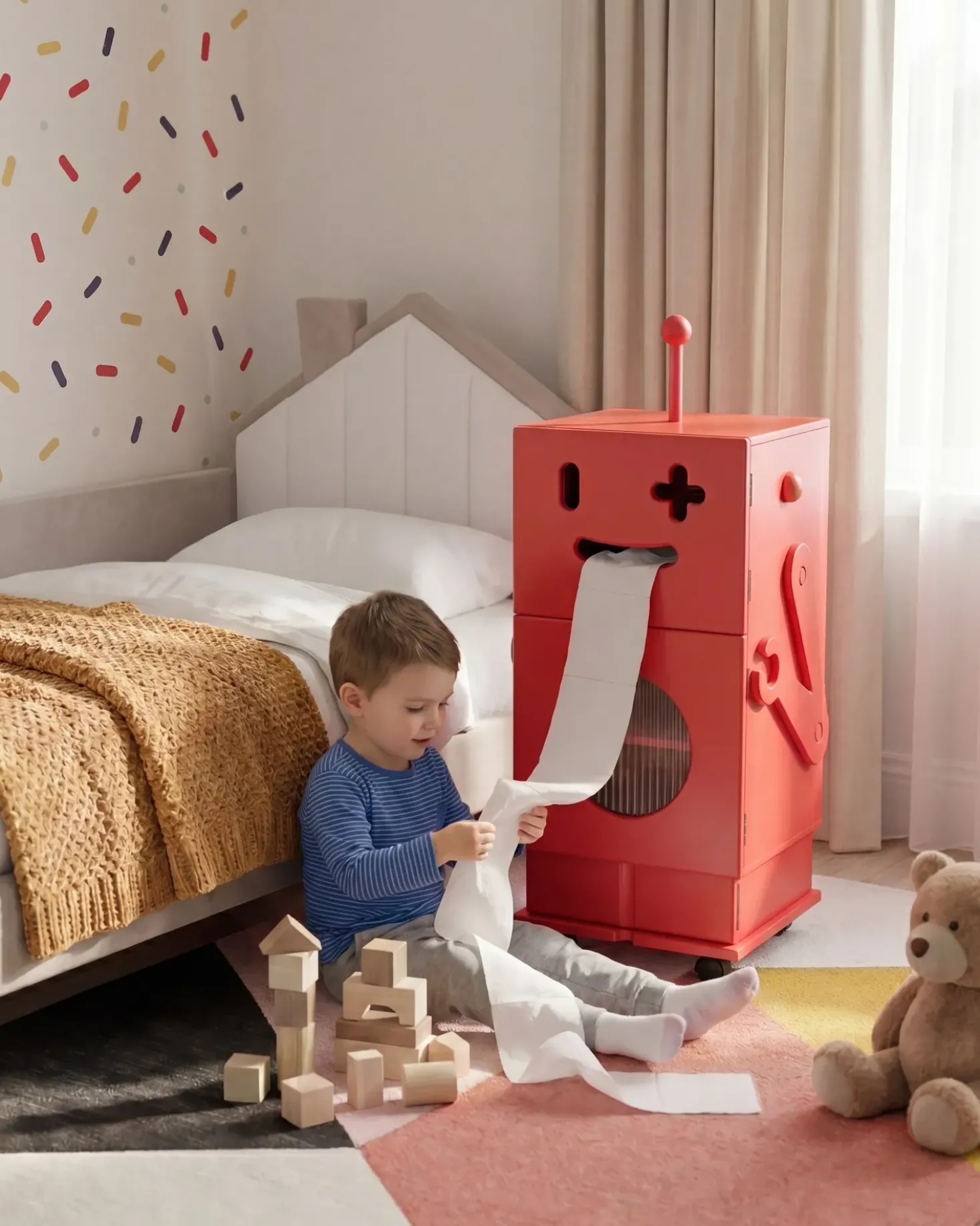 Armadio EDGAR 89 cm Rosso con ruote