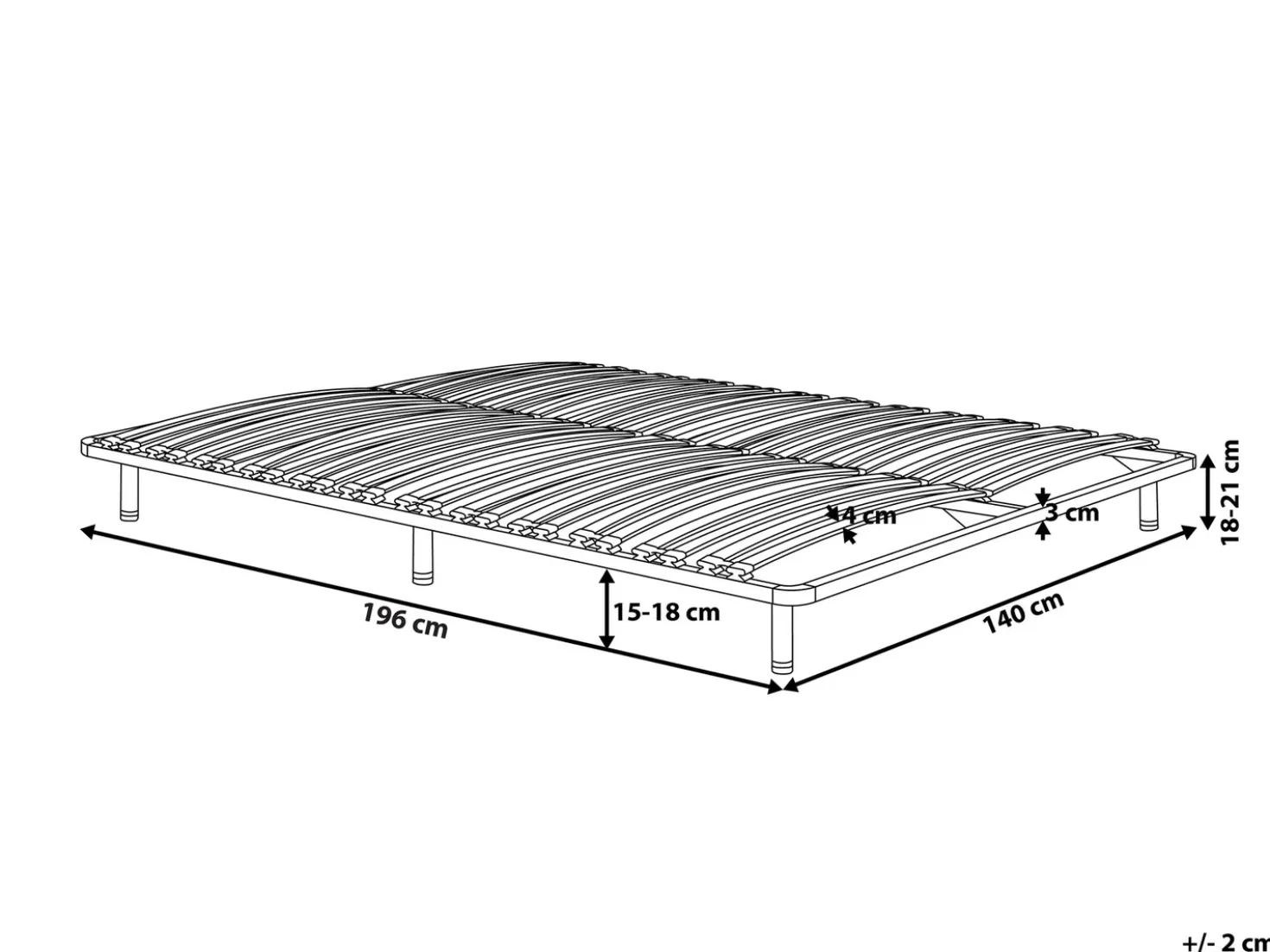 Base letto a doghe freestanding COMBOURG 140 x 200 cm