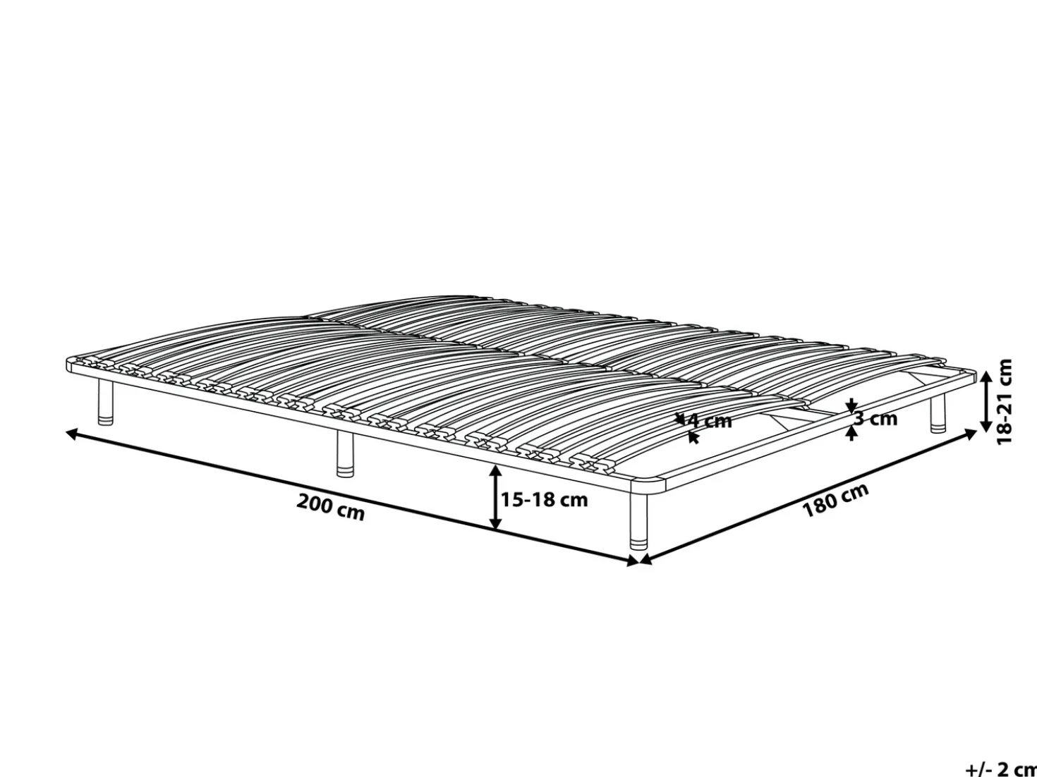 Base letto a doghe freestanding COMBOURG 180 x 200 cm