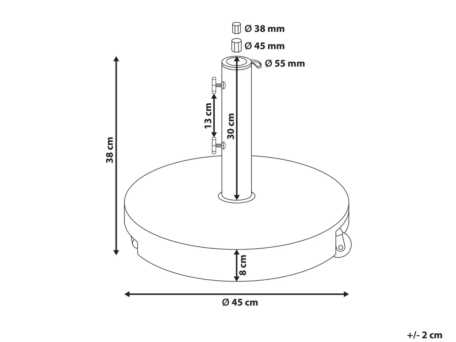 Base per ombrellone CERZETO Grigio Rotonda 30 kg