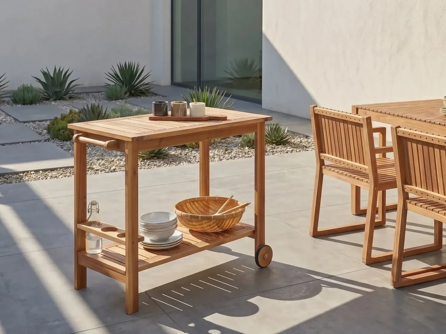 Carrello per bevande da giardino SASSARI II Legno di acacia certificato Marrone chiaro