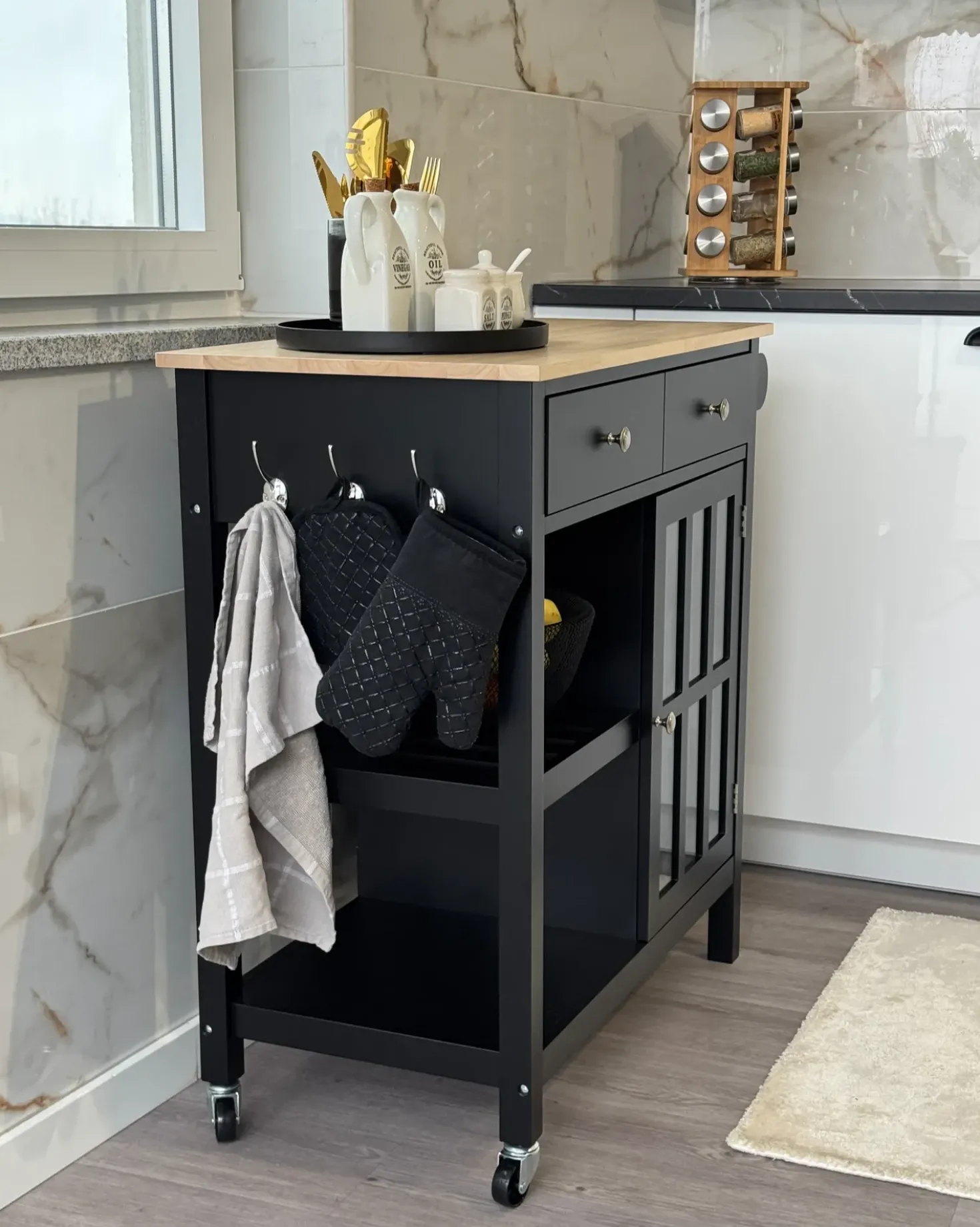 Carrello portavivande GENOA Nero