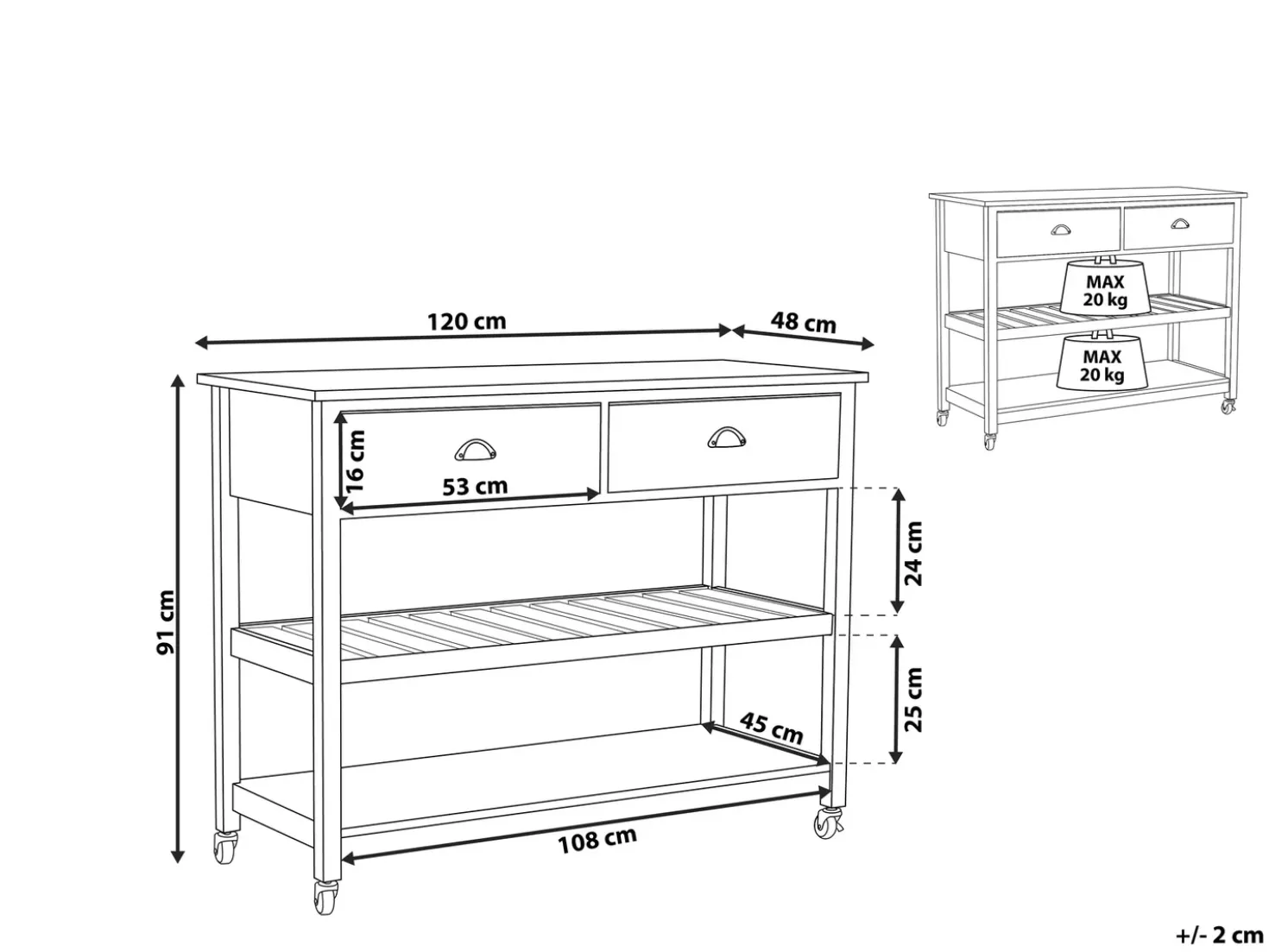 Carrello portavivande NAVARINO Legno Bianco