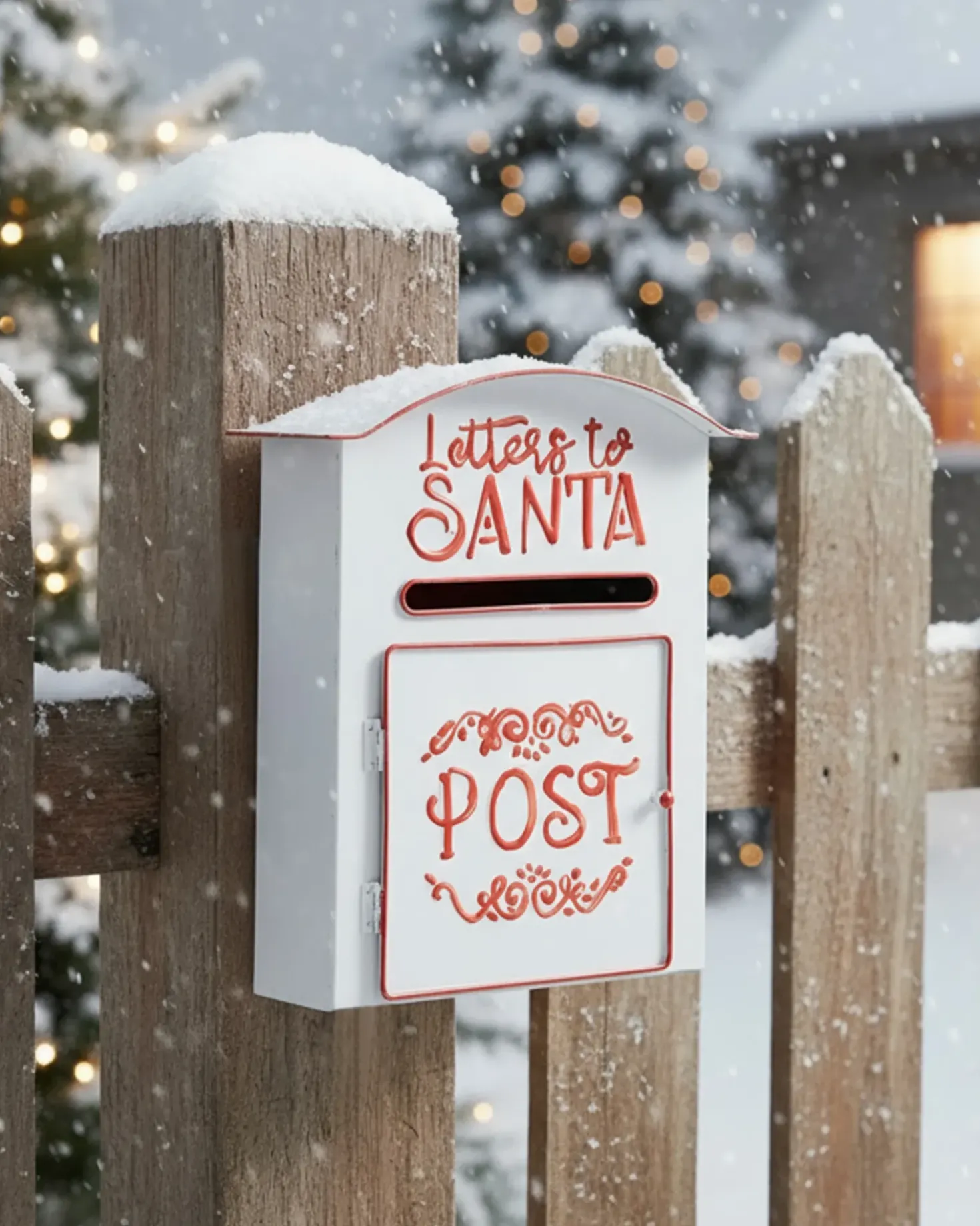 Cassetta postale di Natale ESPOO 30 cm Bianco