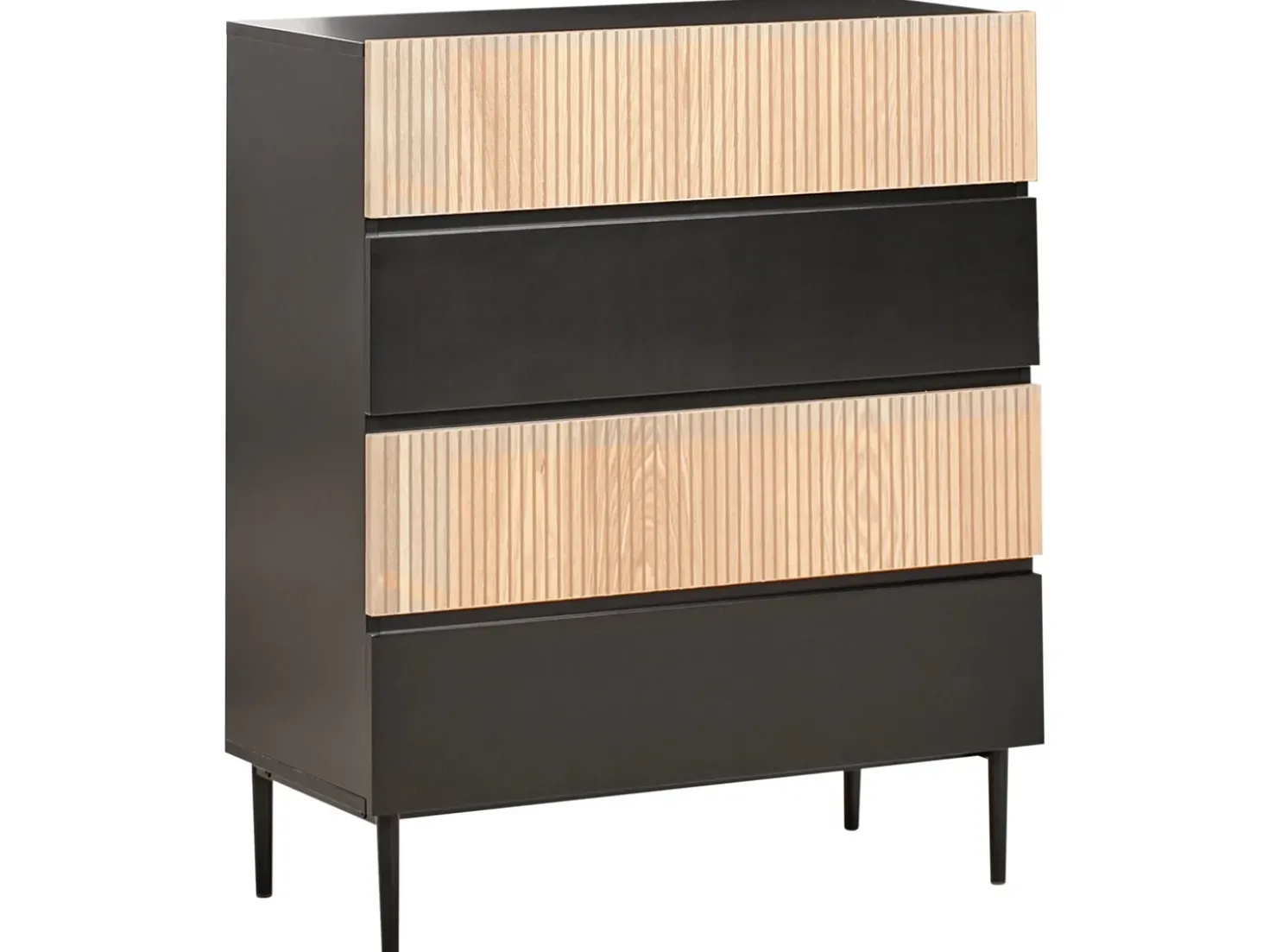 Cassettiera 4 cassetti BLYTHE Frassino naturale Nero