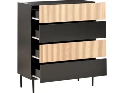 Cassettiera 4 cassetti BLYTHE Frassino naturale Nero