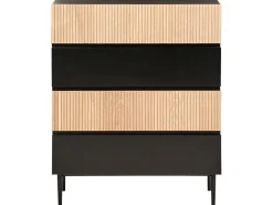 Cassettiera 4 cassetti BLYTHE Frassino naturale Nero